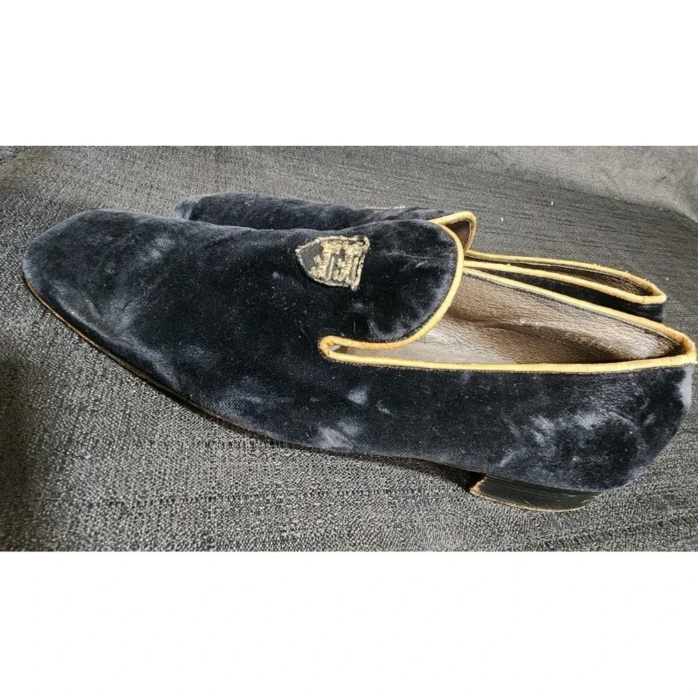 Vintage BALLY Siesta Bespoke Black Slip-on Alpha Sole Men Size 9 Velvet‎ 80s 90s